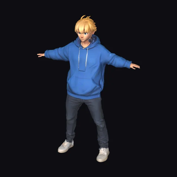Blond Anime Character T-Pose