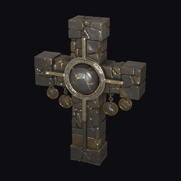 Ancient Cross with Volcanic Stone