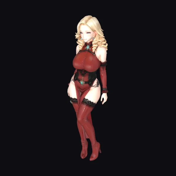Blonde Crimson Fantasy Woman