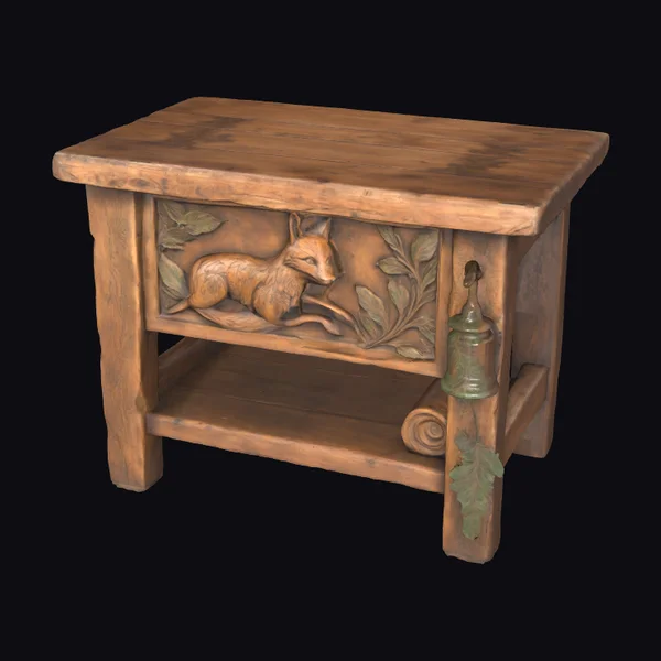 Carved Wooden Side Table