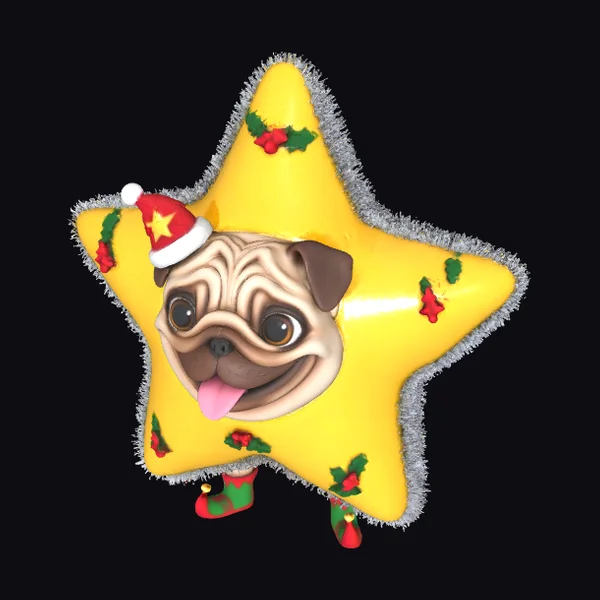 Pug Christmas Star