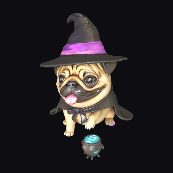 Pug in Witch Costume