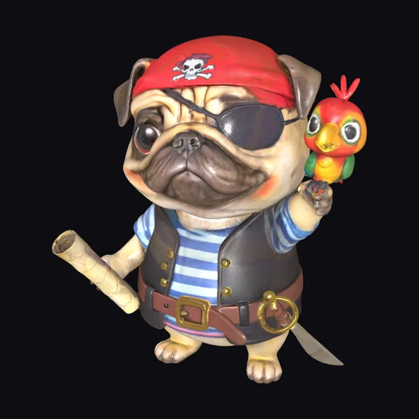 Pug Pirate Parrot