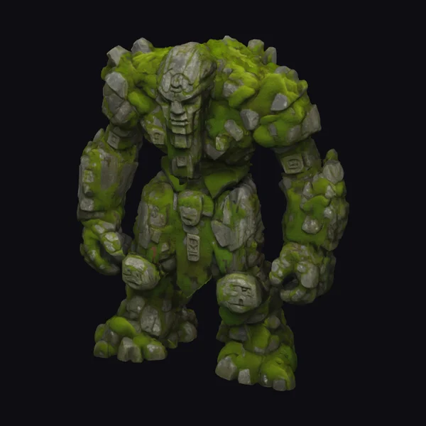 Mossy Stone Golem Statue