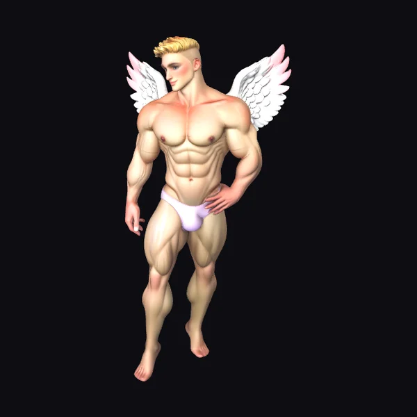 Muscular Winged Male Figure
