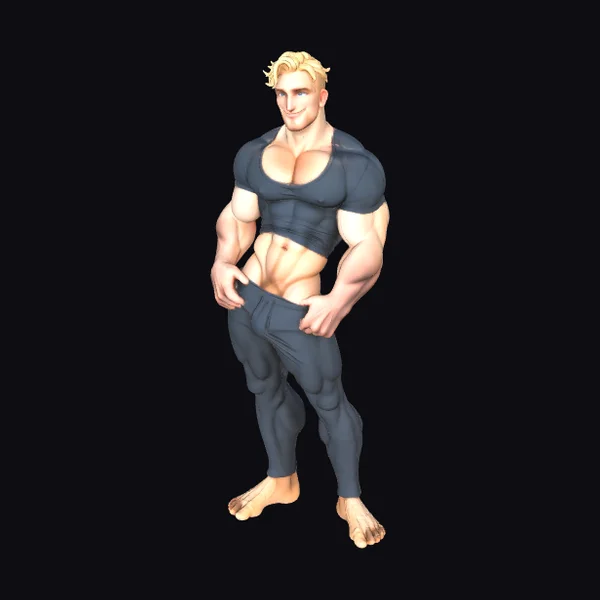 Muscular Blond Man Posing
