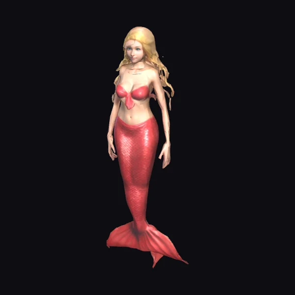 Blonde Mermaid in Red