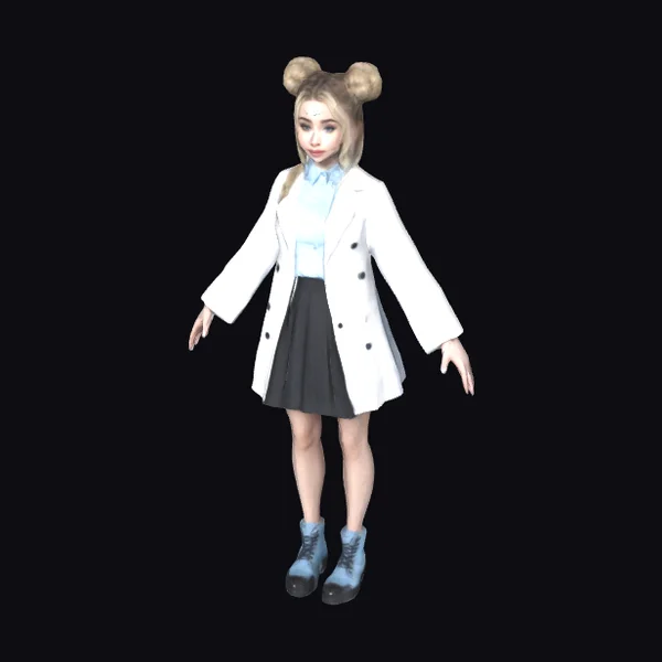 Blonde Girl in White Coat