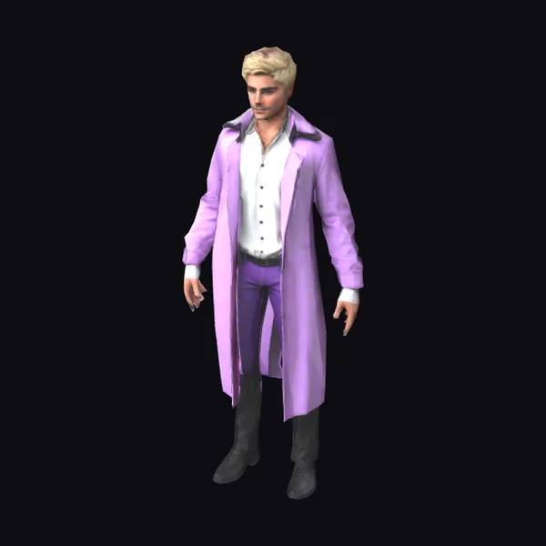 Blonde Man in Purple Coat