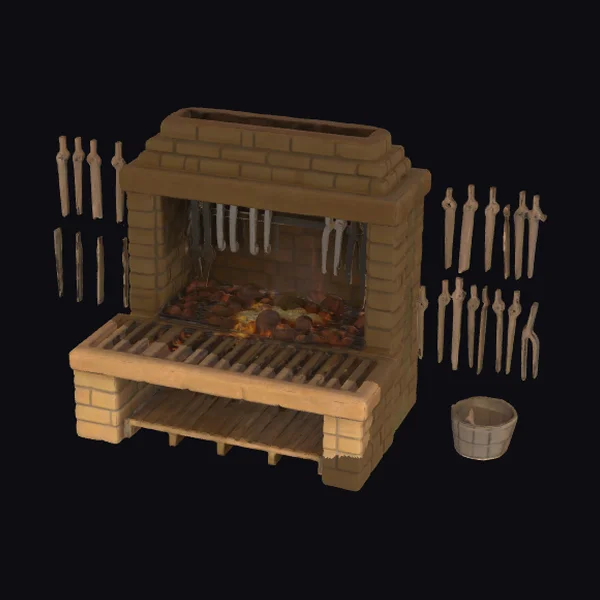 Brick BBQ Grill Setup