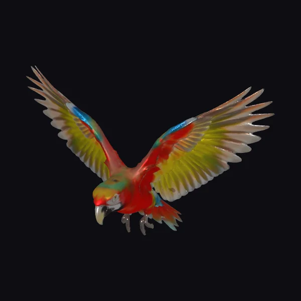 Vibrant Parrot in Flight