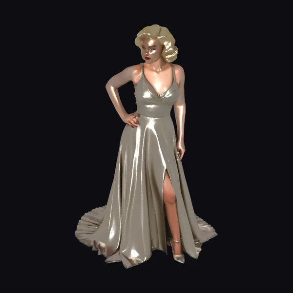 Woman in Shiny Gown