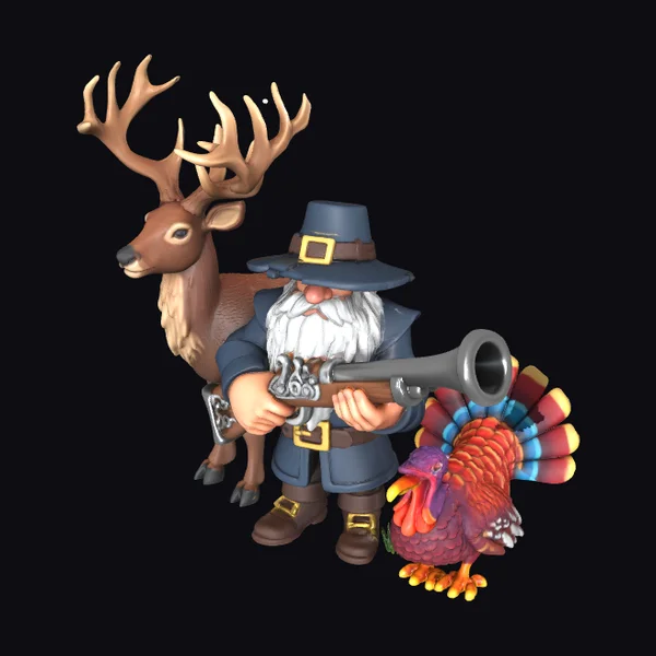 Pilgrim with Musket and Turkey