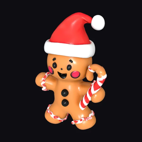 Gingerbread Kid in Santa Hat