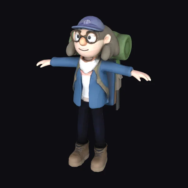 Backpack Wearing Cartoon Girl