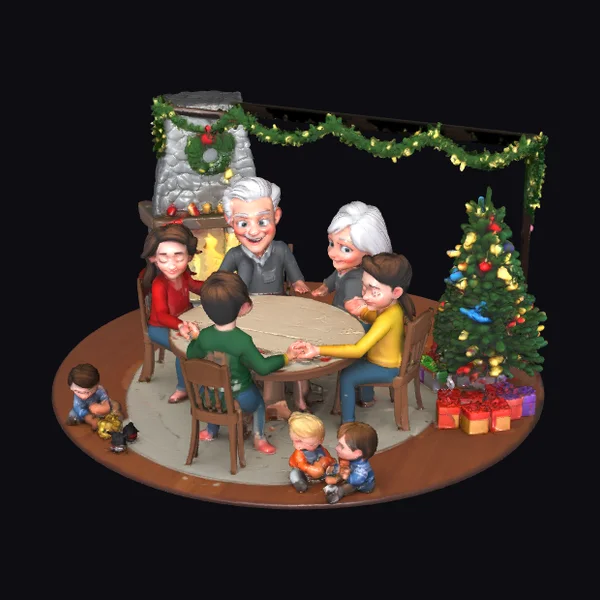 Family Christmas Dinner Scene