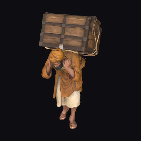 Man with Large Wooden Crate