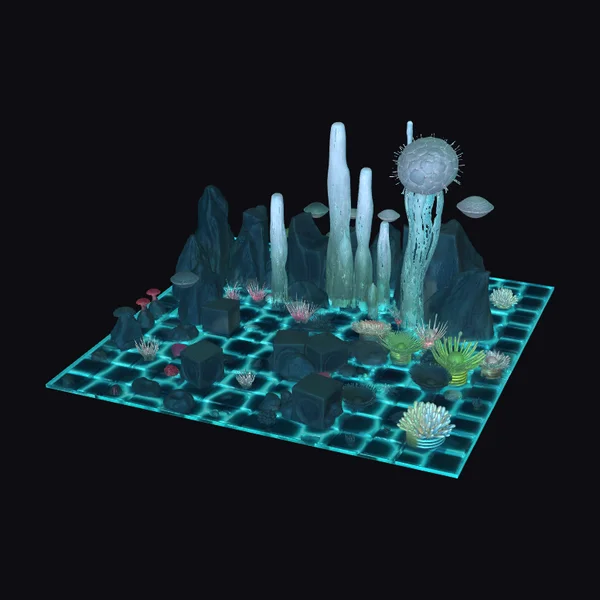 Glowing Alien Grassland Diorama