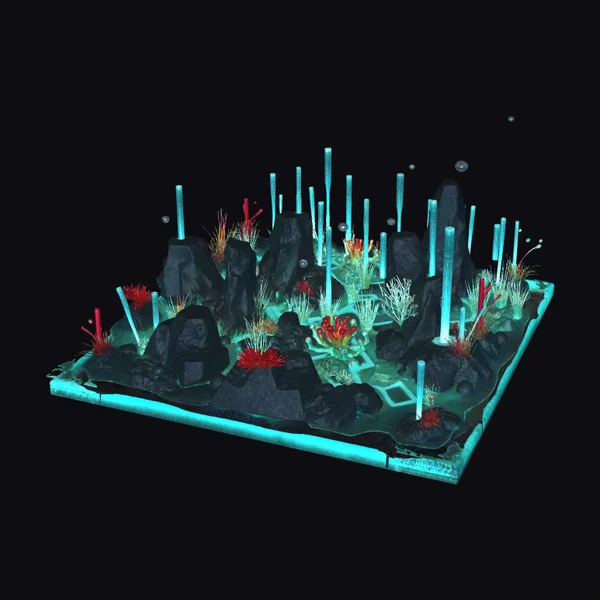 Glowing Alien Grassland Diorama