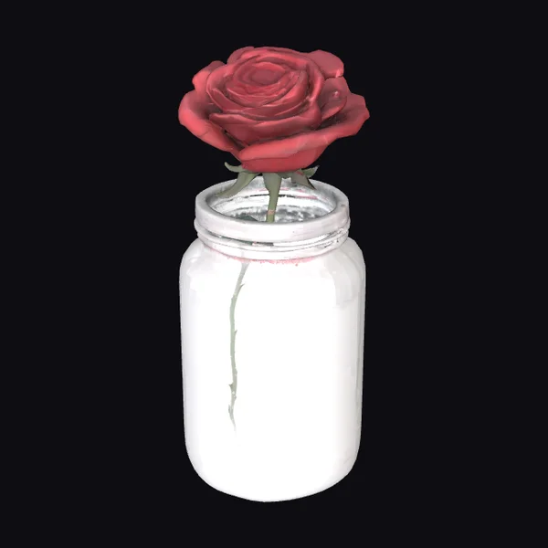 Glass Jar with Red Rose