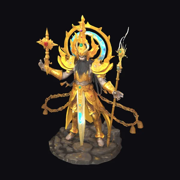 Golden Six-Armed Warrior Deity