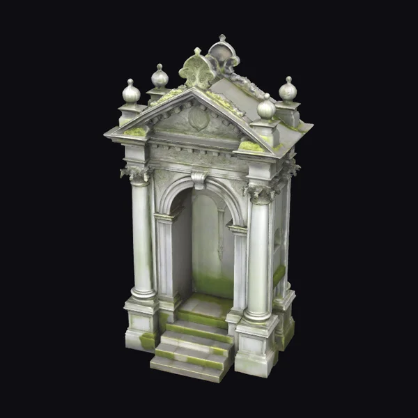 Ornate Grey Mausoleum Entrance