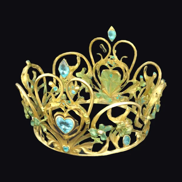 Gold Crown with Aqua Gems