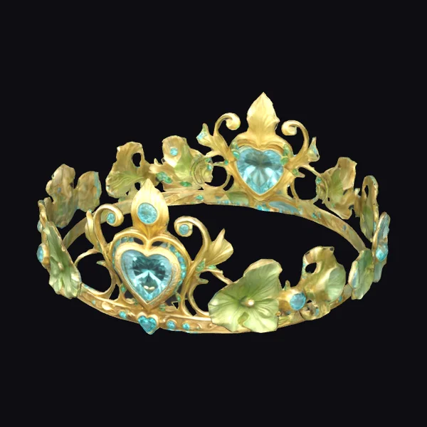 Gold Crown with Aqua Gems