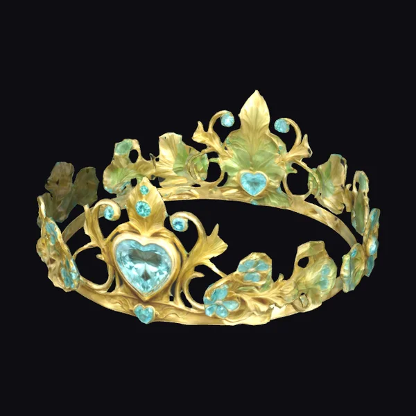 Gold Crown with Aqua Gems