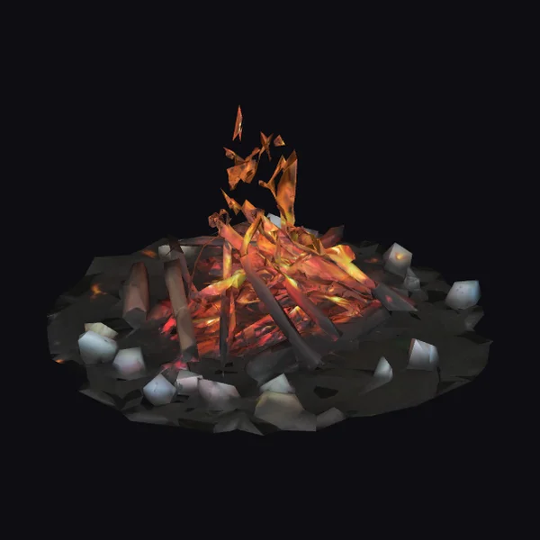 Burning Campfire with Logs