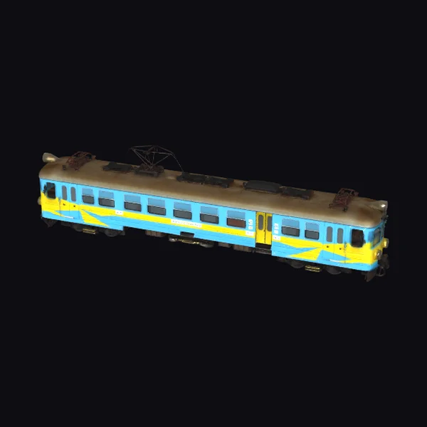 Blue and Yellow Train Car
