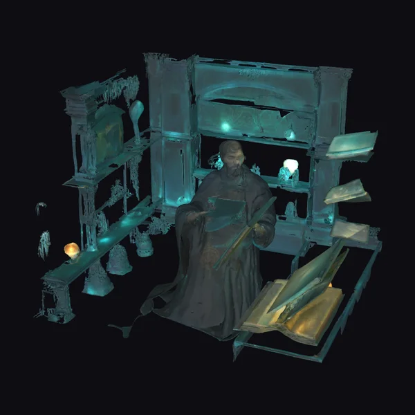 Ancient Crystal Library Scene