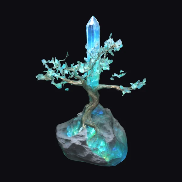 Glowing Crystal Tree Sculpture