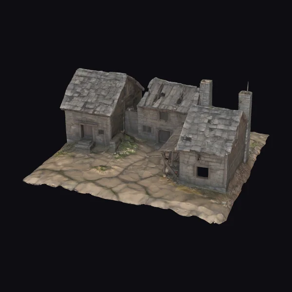 Abandoned Medieval Village Scene