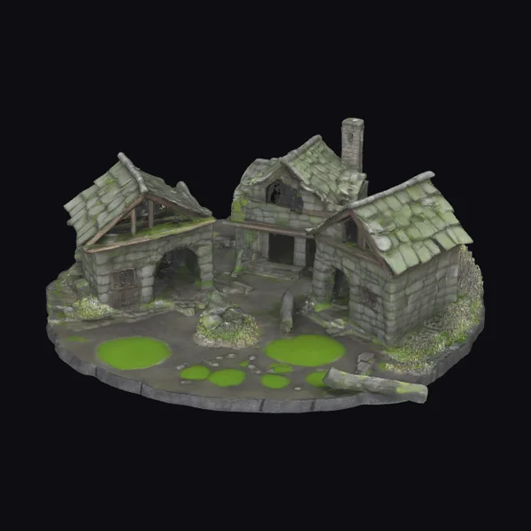 Abandoned Medieval Village Scene