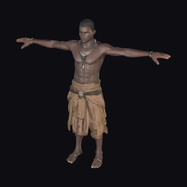 African Male Warrior T-pose