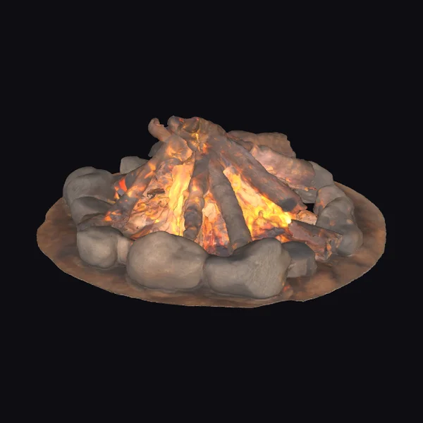 Glowing Campfire with Stones