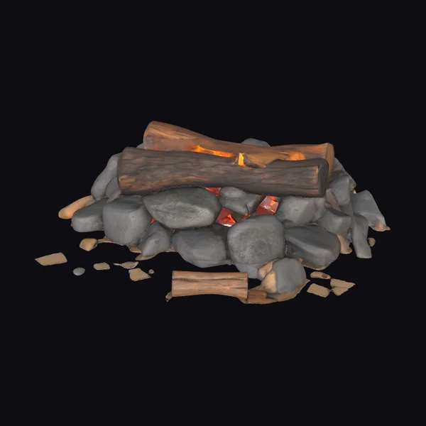 Glowing Campfire with Logs