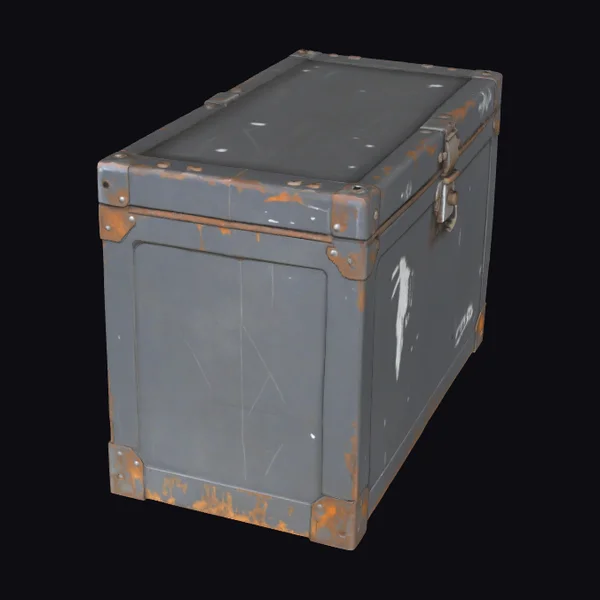 Damaged Metal Storage Crate
