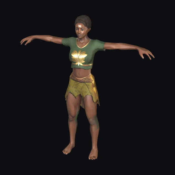 African Female Warrior T-Pose
