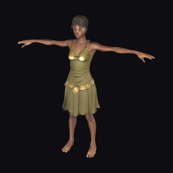 African Female Warrior T-Pose