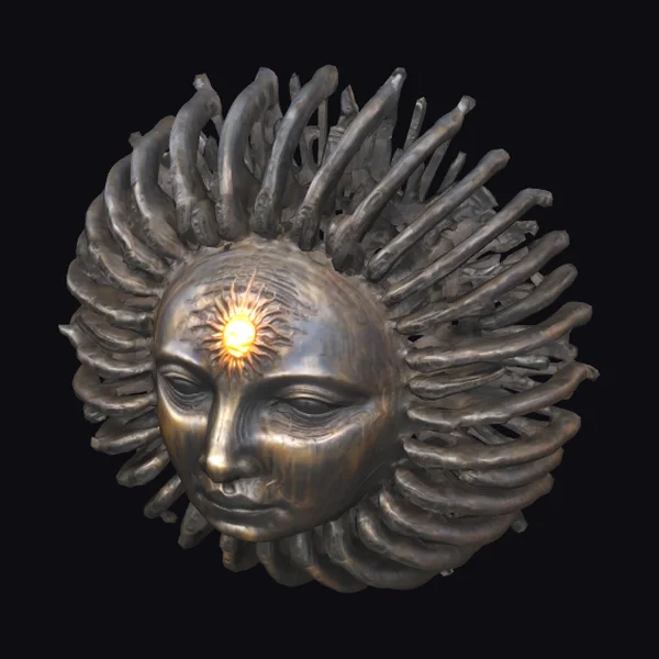 Bronze Sun Face Sculpture