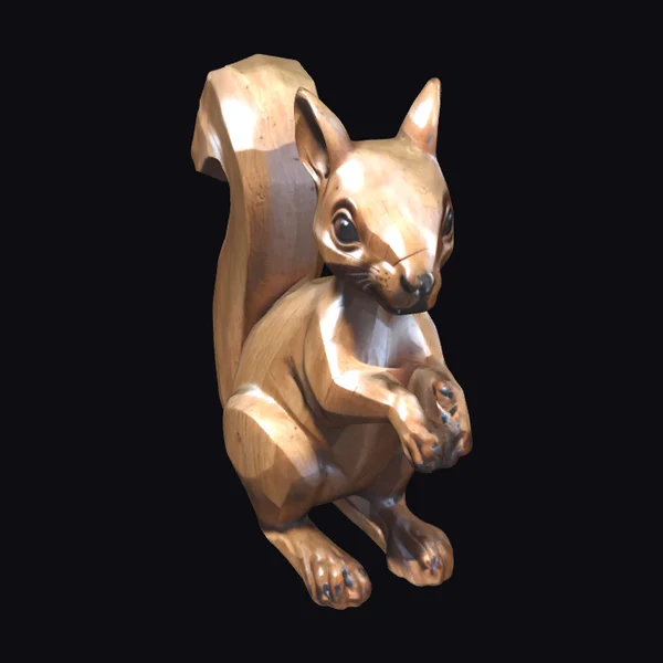 Wooden Squirrel Statue