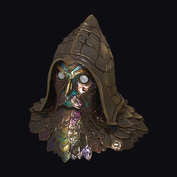 Bronze Magician Head Bust