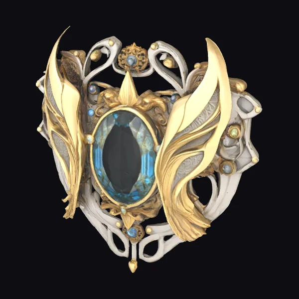 Ornate Blue Gemstone Brooch