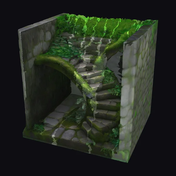 Mossy Stone Stairway Ruin