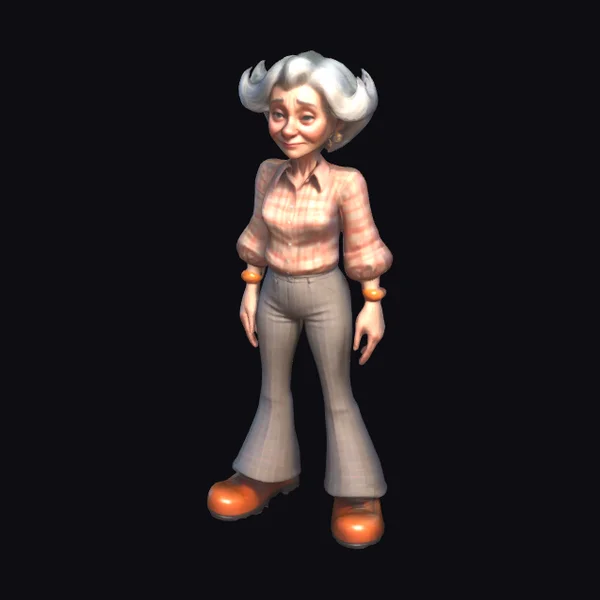 Elderly Woman in Plaid