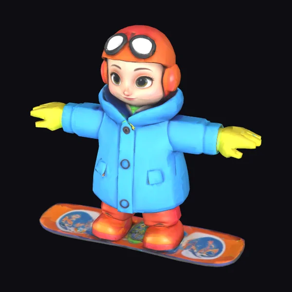 Cartoon Snowboarder Kid