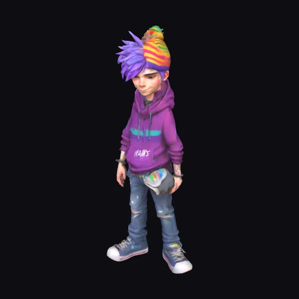 Purple-Haired Youth Portrait