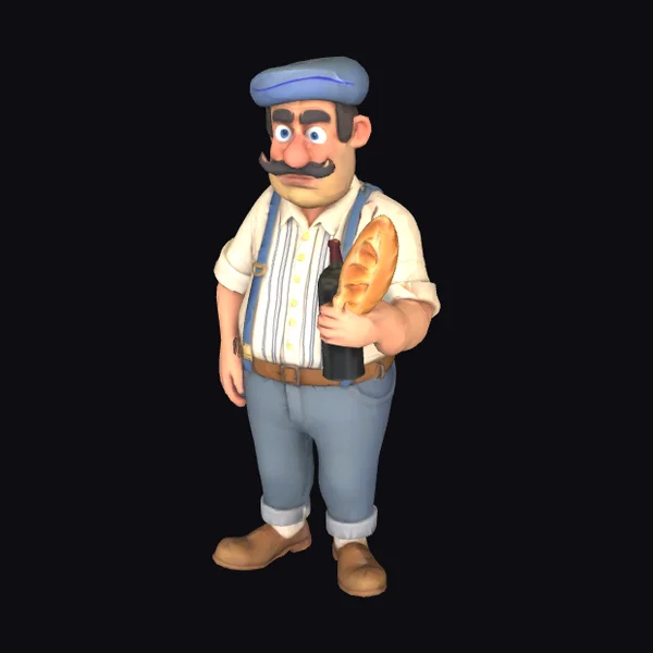 Cartoon French Baker Man